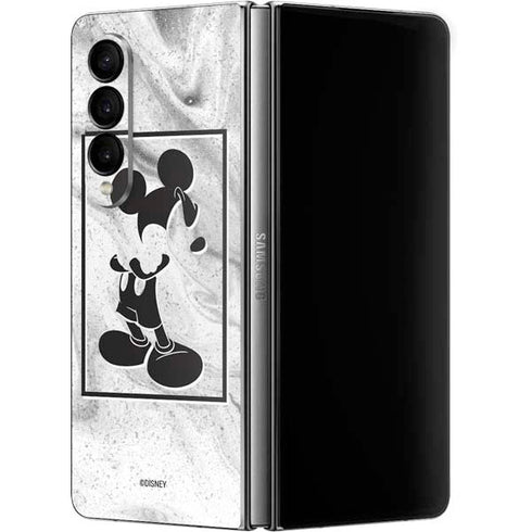 Disney Mickey Mouse Shape on Marble Galaxy Z Fold4 5G Skin